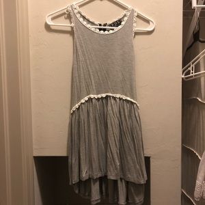 Gray & White Lace Tank Top